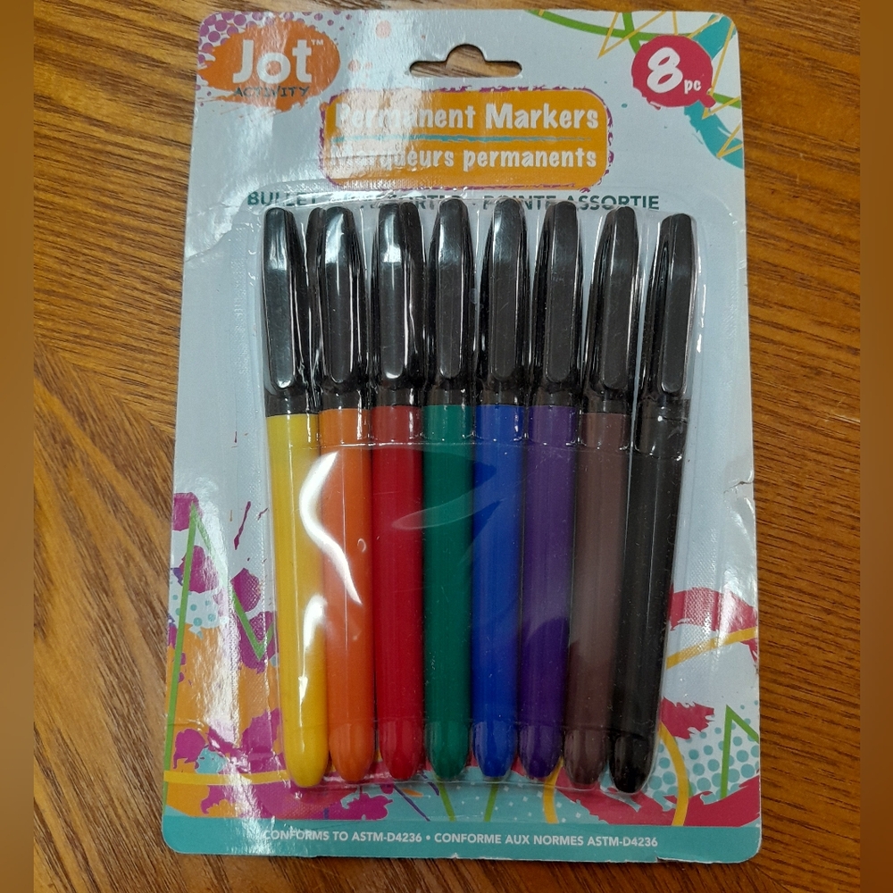 Assorted Colorful Permanent Markers 8-PC NWT Size:OS  Jot